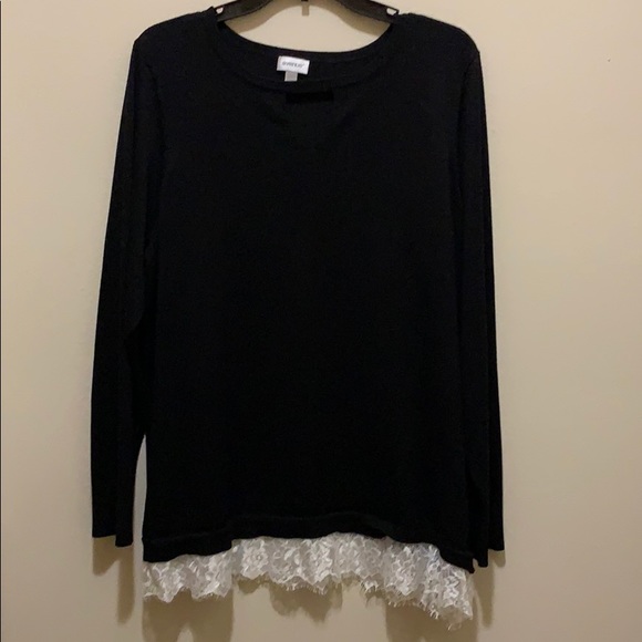 Sweater Shirt with Lace Bottom - Picture 2 of 8